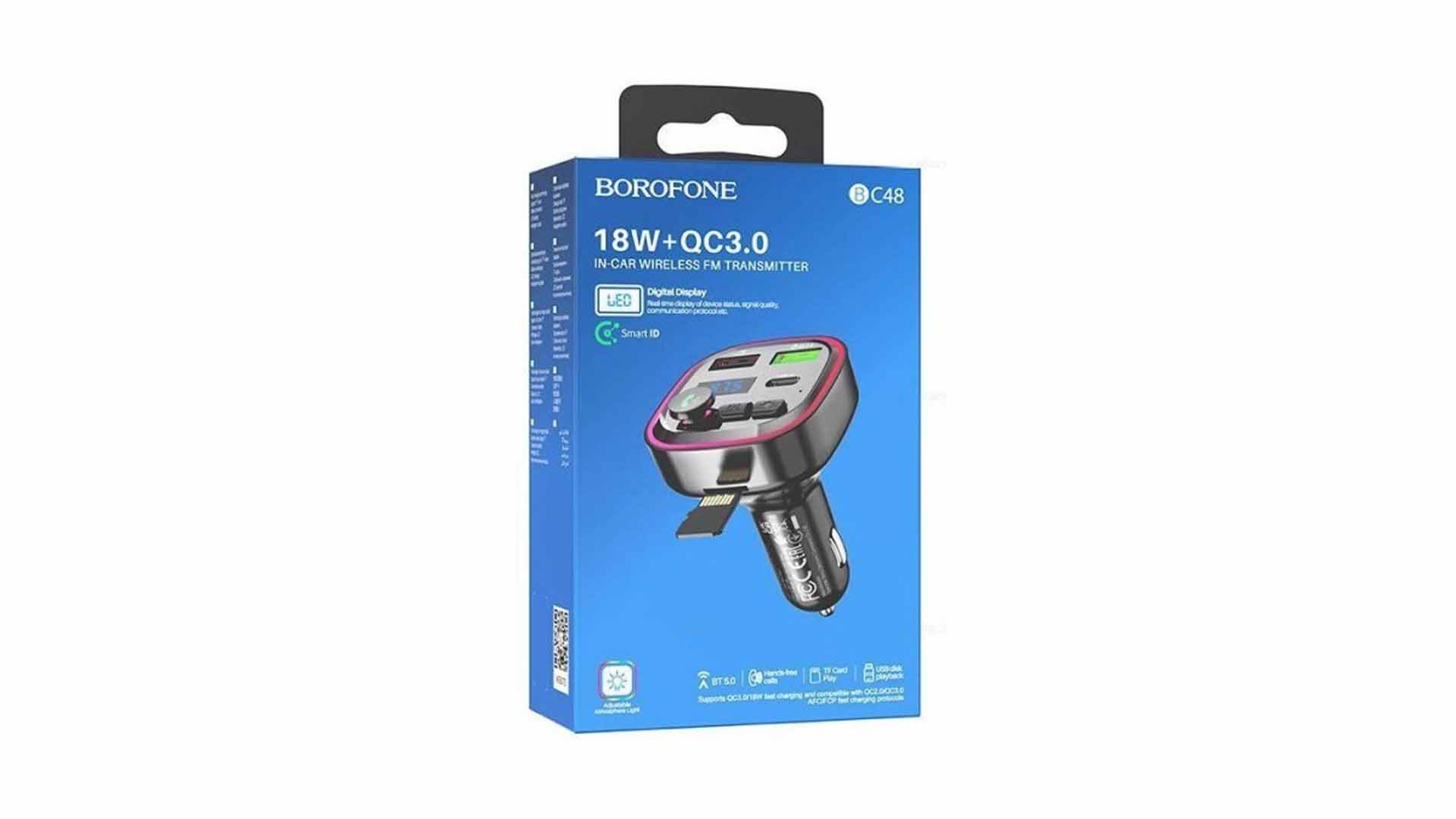 BOROFONE BC48/ FM-модулятор/ BT/PD20W+QC3.0/ Черный