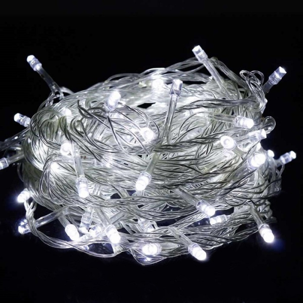 Гирлянда LED-140B/ Прозрачные провода/ Диодные/ Белый