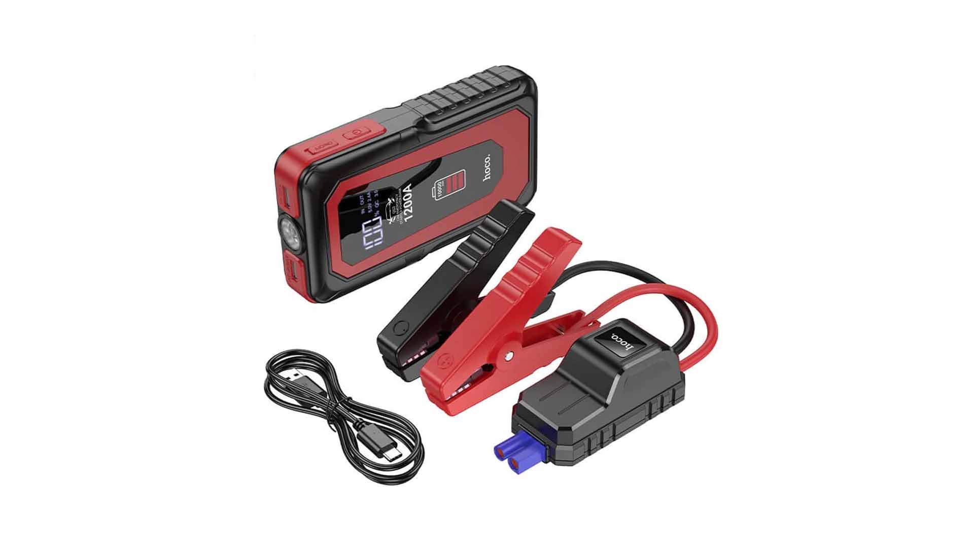 HOCO QS3 Powerbank 10000 mah+ car emergency starter /In Type-C 2.4 A/Out USB 1-2 2.4 A/18w/12V Black