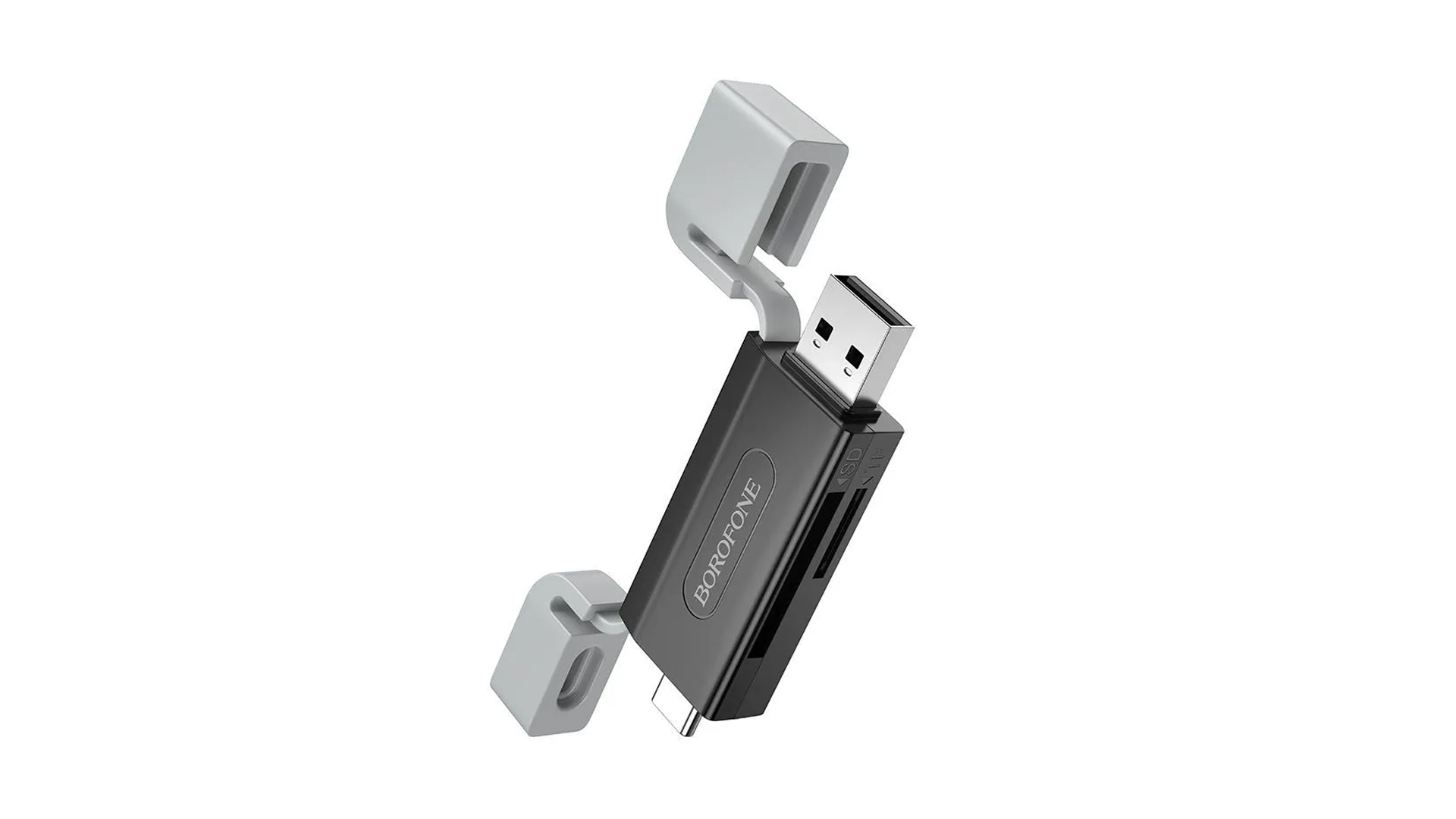 Картридер Borofone DH9 Wisdom 2-in-1 (USB2.0/TF2.0) Черно-серый