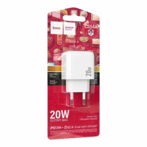 СЗУ HOCO CS54A/2USB/ 1PD/ Выход: 20W/ Белый