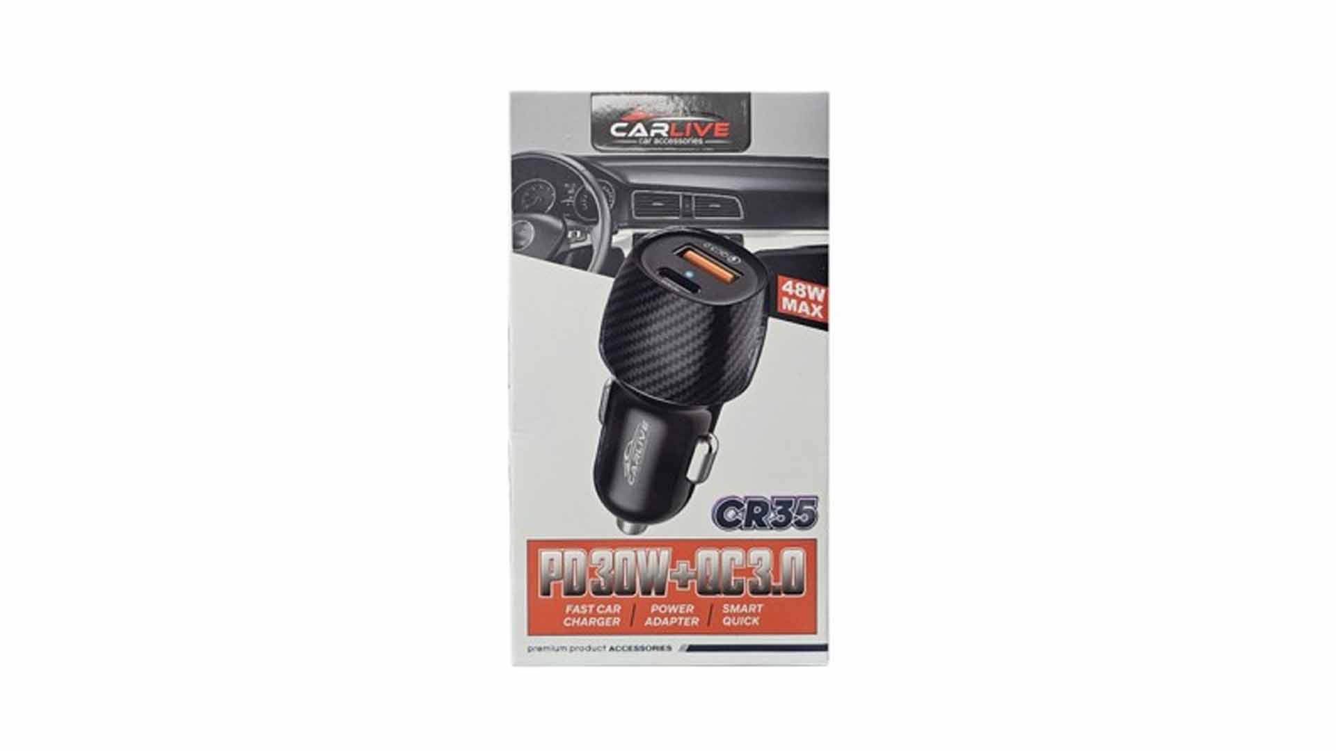 Автомобильное зарядное устройство Carlive CR35 QC3.0 + PD 30W (Black)