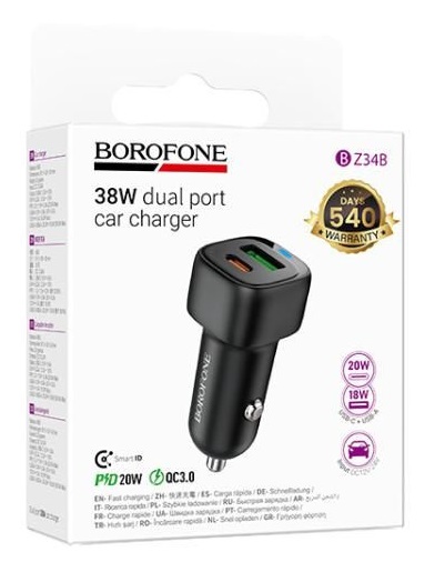 АЗУ BOROFONE BZ34B/ 1USB/ 1PD/ 20W+18W/ Черный