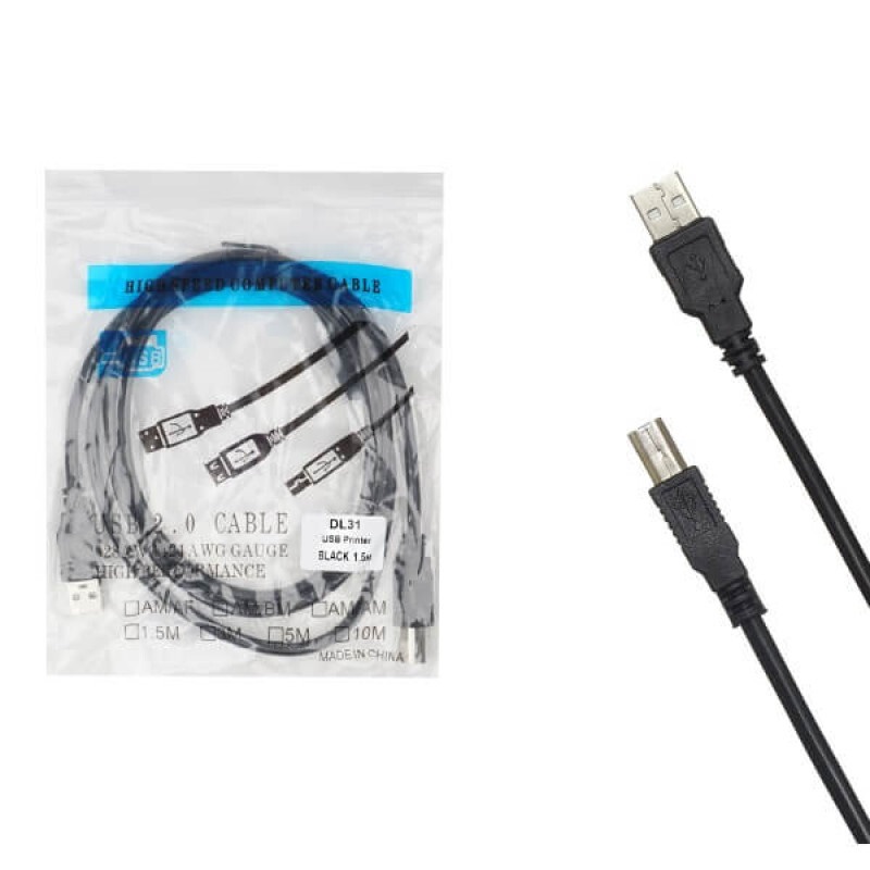 Кабель для принтера DL31 USB2.0 M/M с фильтром 1,5м Черный