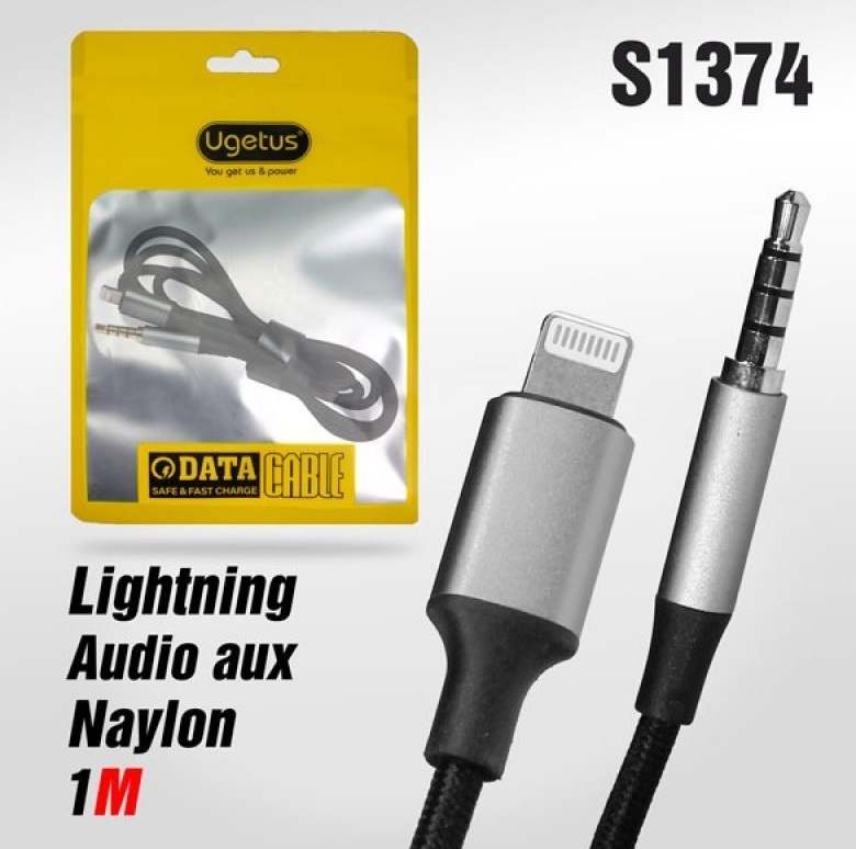 Аудио-Кабель Ugetus UG05 Lightning  на Audio aux 1м (black)