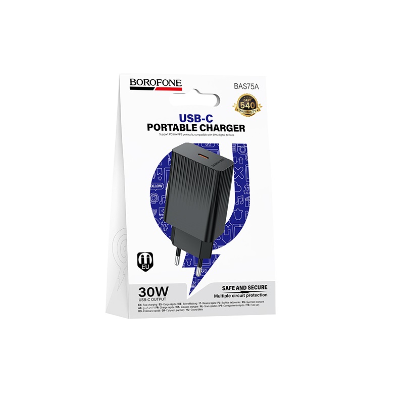 СЗУ BOROFONE BAS75A/ Сетевое ЗУ/ PD/ Выход: 30W/ Черный