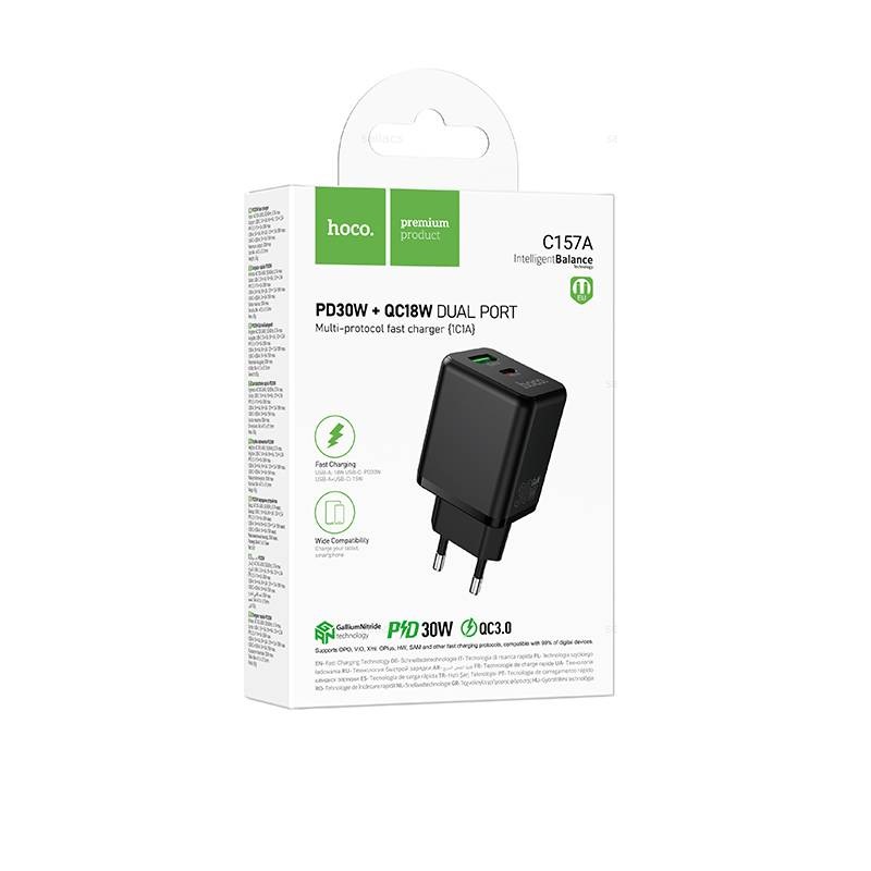 СЗУ HOCO C157A/ Сетевое ЗУ /2USB/ 1PD/ Выход: 20W/ Черный