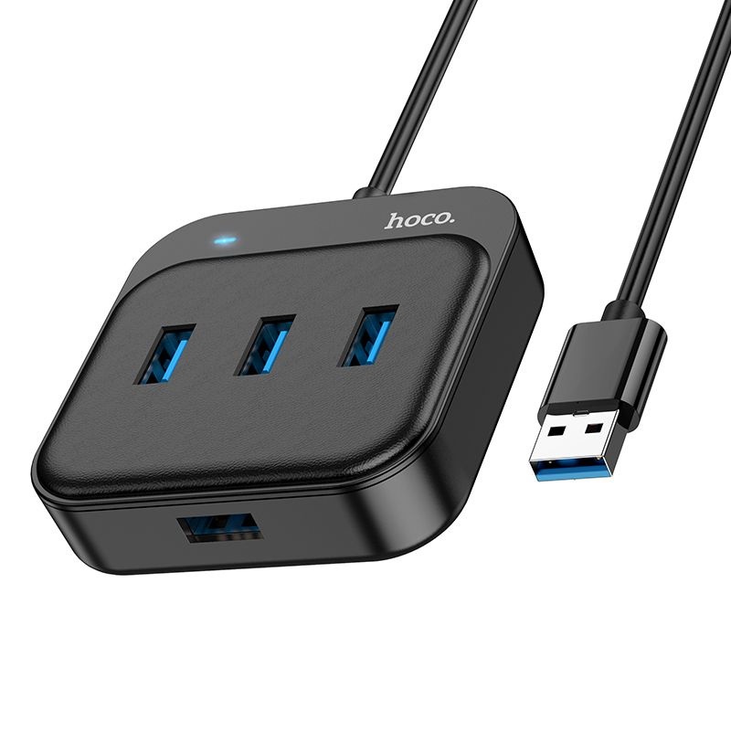 Адаптер мультихаб HOCO HB31 USB на 4хUSB3.0, 0.2 метра, черный (19/190)