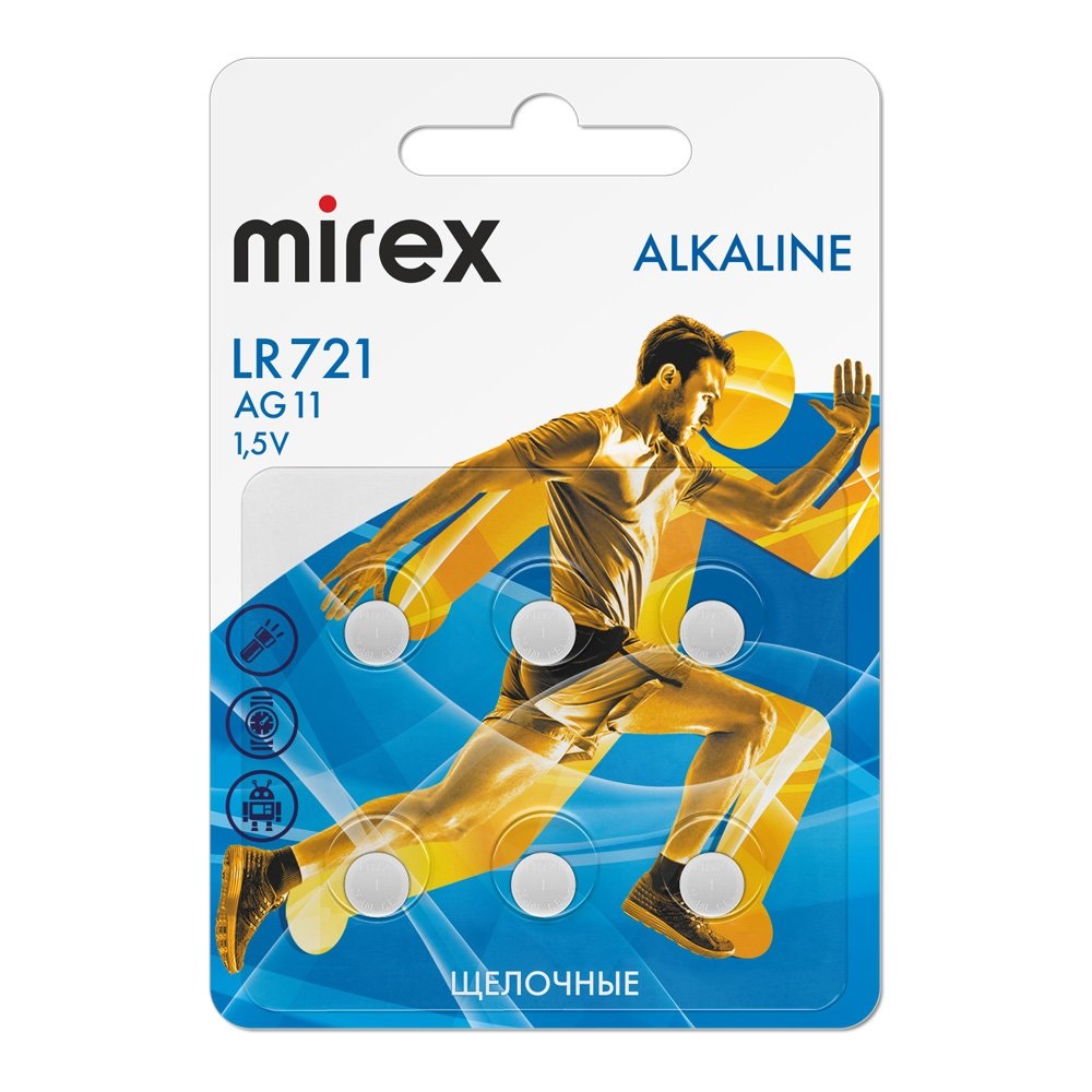 Батарейка Mirex AG11 / LR721 1,5V  6 шт (6/216/648), блистер