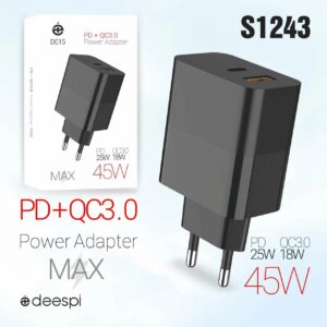 СЗУ DEESPI DE15/ Сетевое ЗУ/ USB/ PD/ Выход: 25W/ Черный
