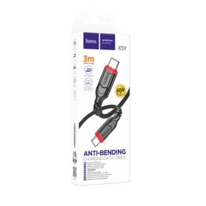 Кабель HOCO X59/ Type-C--Type-C/ 3m/ 60W/ Нейлон/ Черный