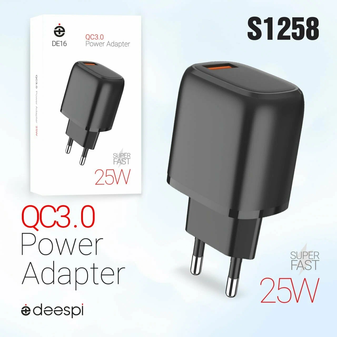 СЗУ DEESPI DE16/ Сетевое ЗУ/ 1USB/ Выход: 25W/ Черный