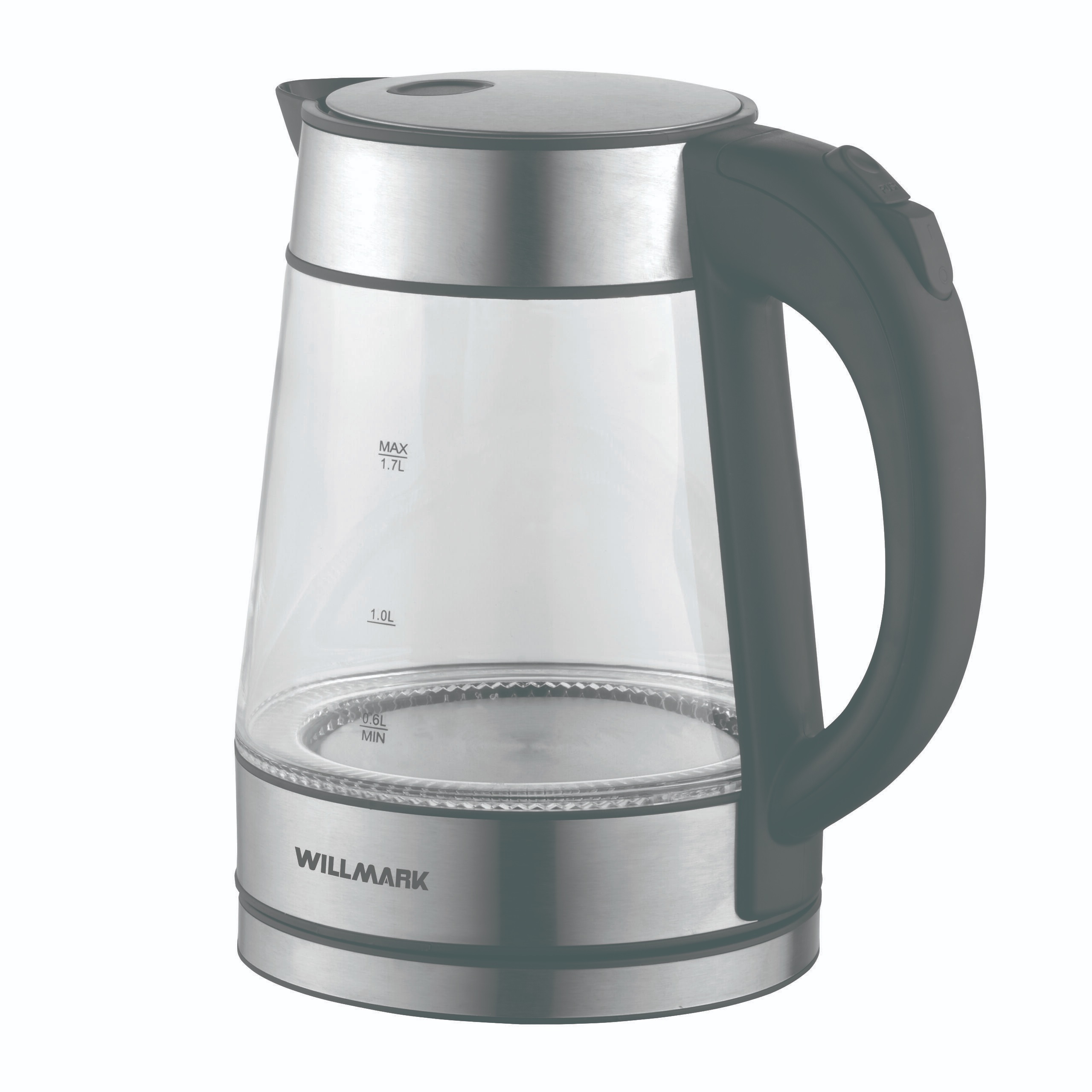 Чайник эл. WILLMARK WEK-1736G (1.7л, LED-подсв., корп. из стекла, 2000Вт, съемный фильтр от накипи)Ч