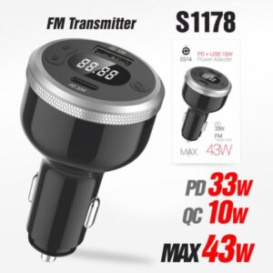 Автомобильное зарядное устройство deespi ES14 QC3.0 + PD30W + FM 43W (Black)